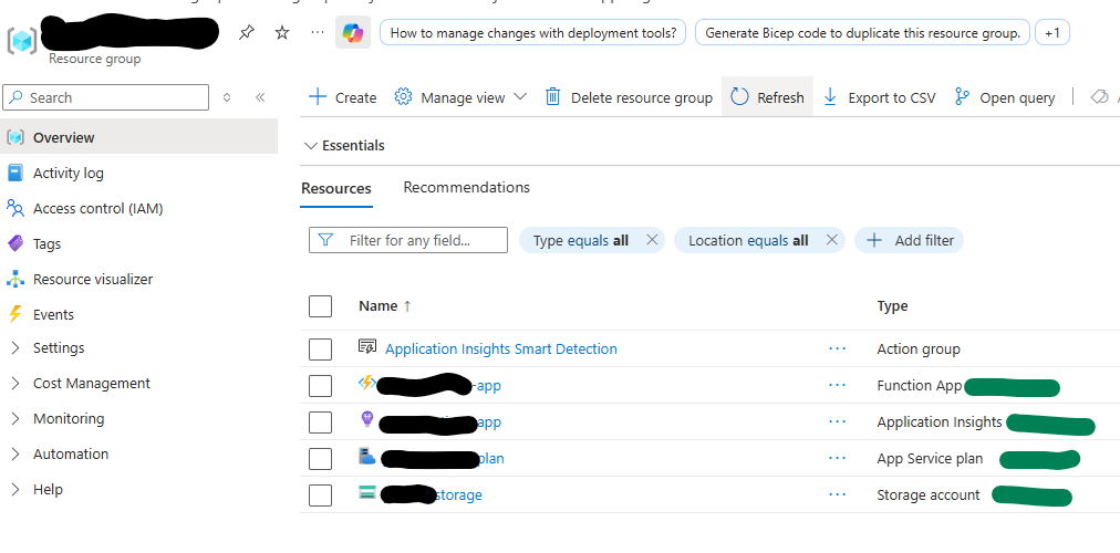 Azure Portal Confirmation